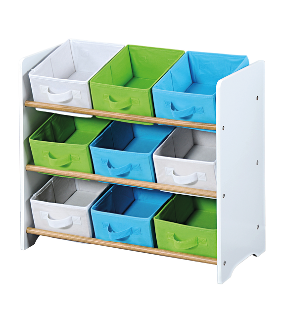 Kinderregal mit neun Stoffboxen, 65 x 60 x 30 cm, farbig KESPER 17716