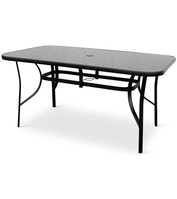 Klaudie Gartentisch, 150 x 90 cm, Stahl/Sicherheitsglas, schwarz NOELA 34570888