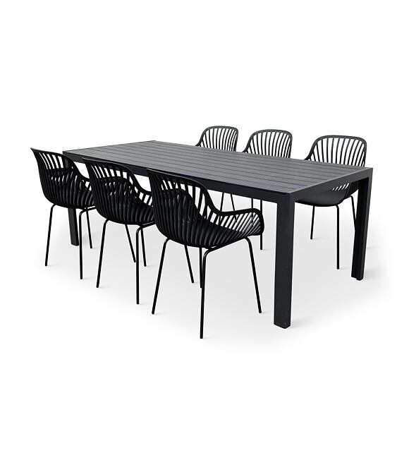 Garten-Essgruppe – Tisch Viking XL + 8x Sessel Gaby, schwarz NOELA 3457051182