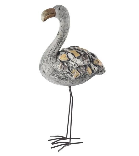Ebi Flamingo 28 x 17 x 60 cm, Keramik, Steinmuster INDECOR X14123