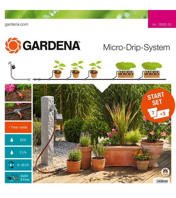 Gardena Micro-Drip-System Start Set Pflanztöpfe M automatic, 13002-20