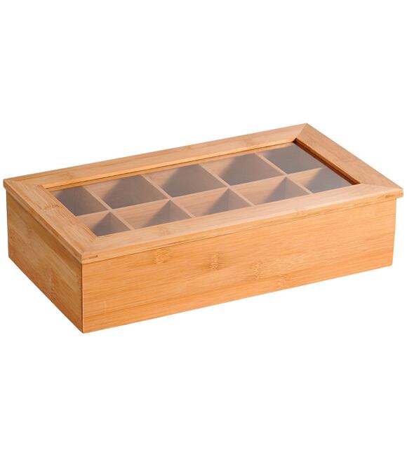 Tee-Organizer, 10 Fächer, 36 x 20 x 9 cm, Bambus KESPER 58901