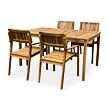 Gartenmöbel aus Holz – Tisch Copenhagen + 4x Sessel Lucy, Akazie NOELA 345069115