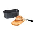 Brotkasten mit Schneidebrett, 34 x 14 x 18 cm, Buchenholz/Kunststoff, grau KESPER 85093