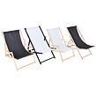 Bahama Polyester Liegestuhl aus Naturholz mit Armen, graphit ROJAPLAST 23210/11