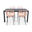 Garten-Essgruppe – Tisch Viking L + 4x Stuhl Gaby, rosa NOELA 34570501GRZ